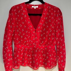 Madewell, floral V-neck blouse, Small